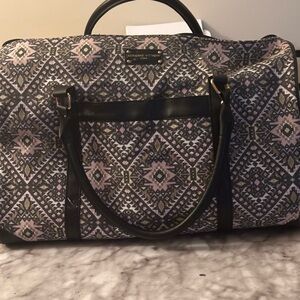Adrienne Vittadini Geometric Black and Pink Travel Bag